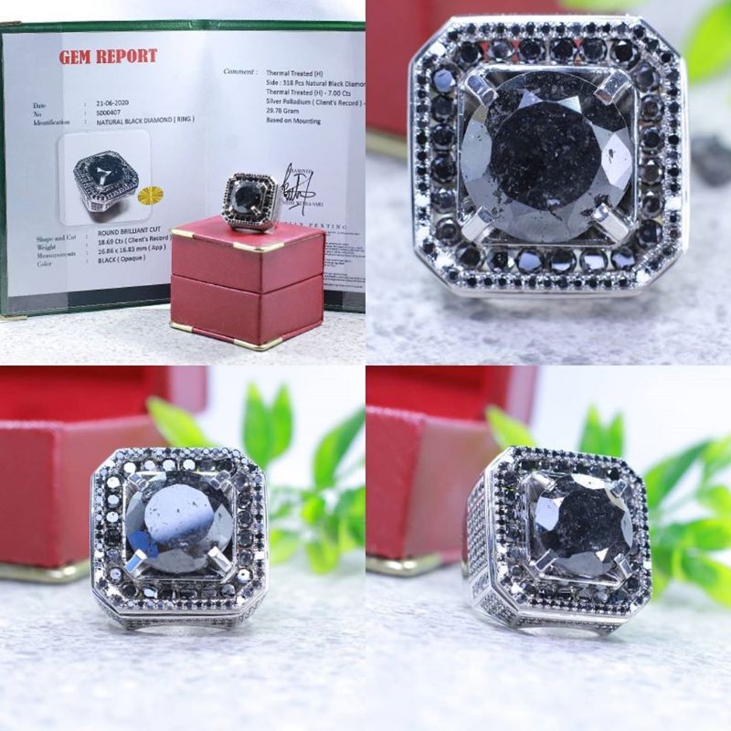 cincin berlian hitam asli black diamond sertifikat bkn batu safir yakut ruby star zamrud akik bacan