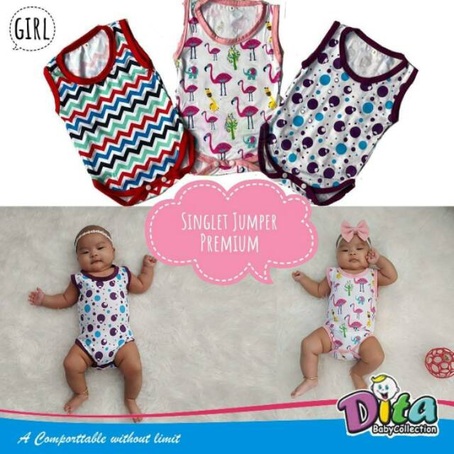 Singlet jumper DITA motif , singlet Dita baby , singlet jumper murah , pakaian dalam baby