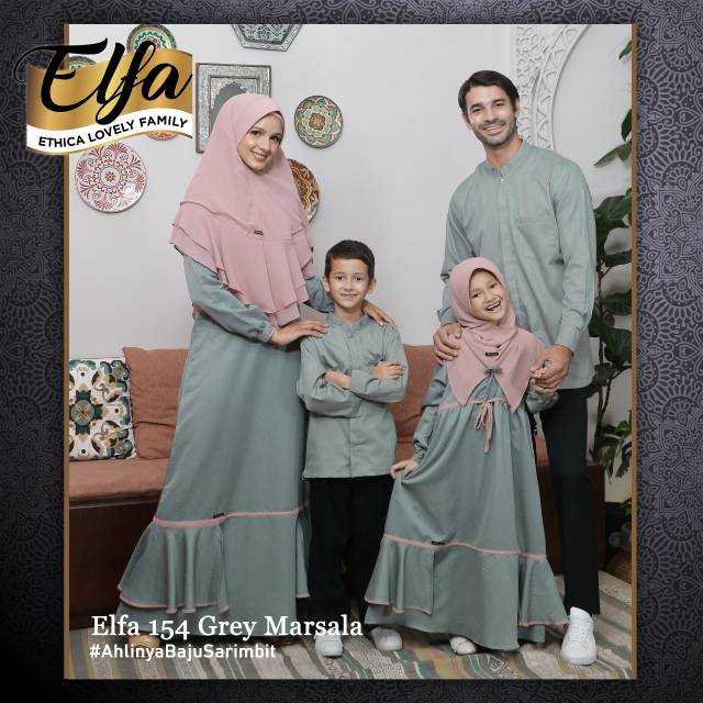 Ethica Elfa 154 Grey Marsala - Baju Muslim Sarimbit Keluarga - Gamis Couple Family Series Lebaran