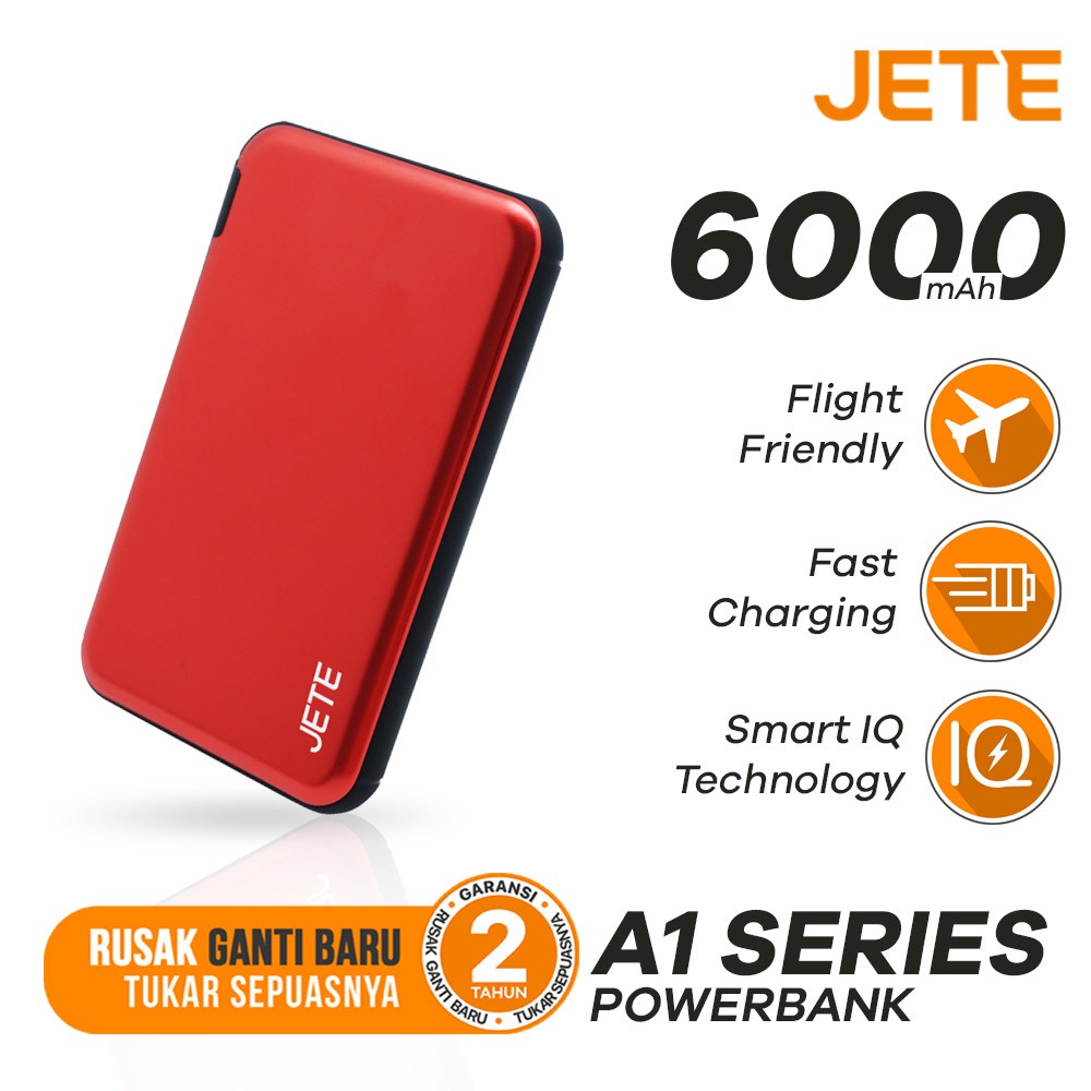 Powerbank 6000 MAH JETE A1 Original Garansi 1 Tahun