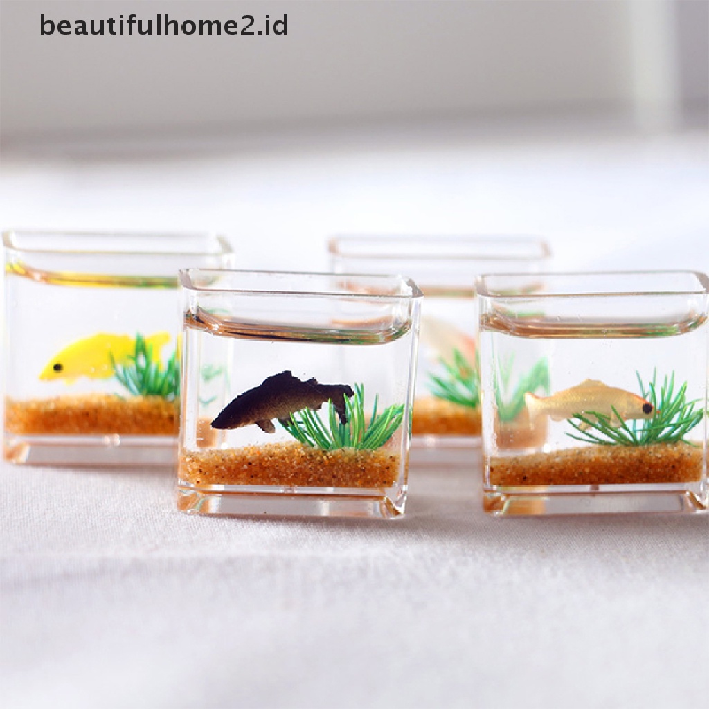 (beautifulhome2.id) Miniatur Akuarium Ikan Bahan Kaca Untuk Dekorasi Rumah Boneka