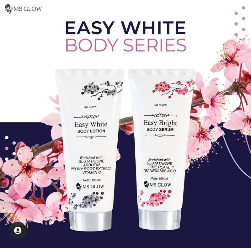 EASY WHITE BODY SERIES/PAKET BODY MS GLOW/LOTION PEMUTIH