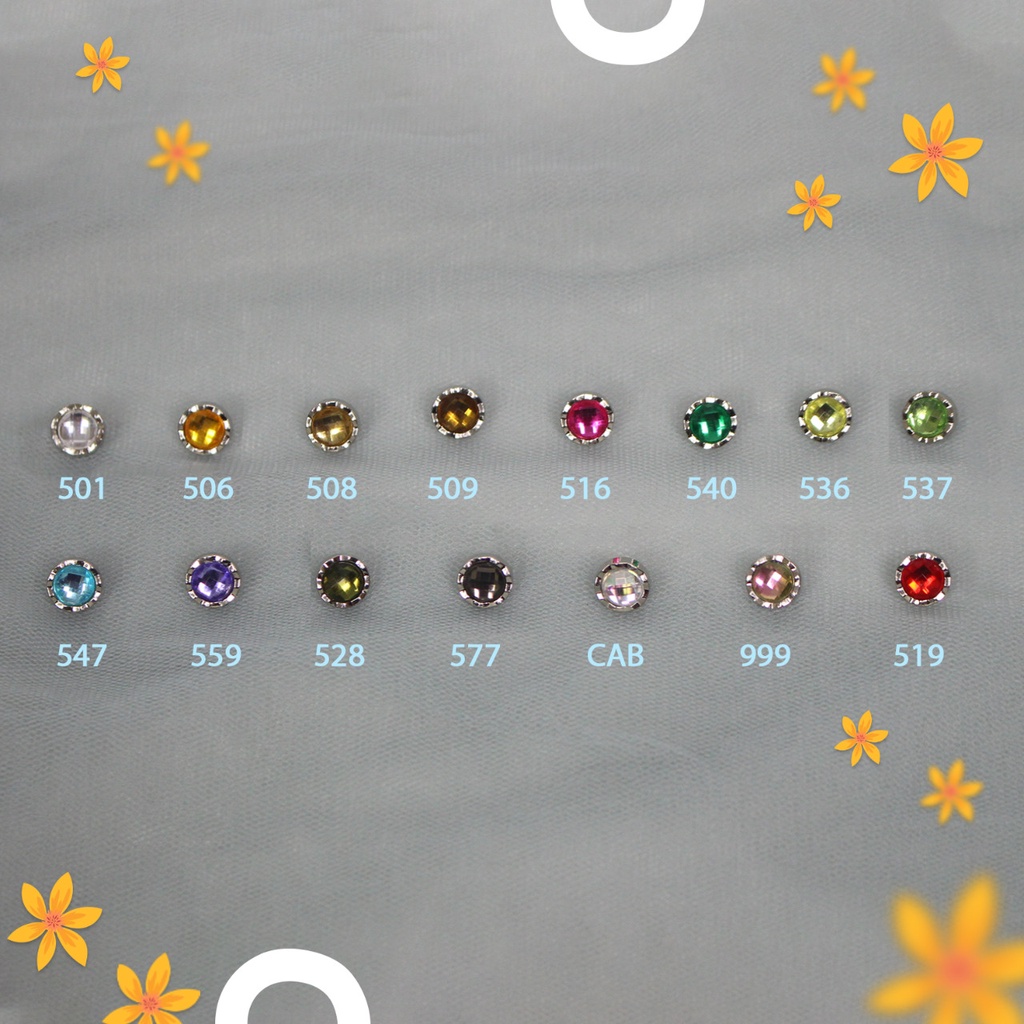 Kancing Akrilik Bulat Gerigi Motif Kotak 8mm BA350