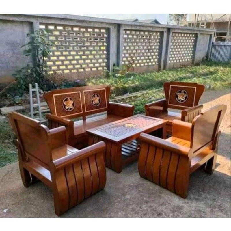 MEJA TAMU FURNITURE JATI | KURSI TAMU PETRIK KAYU JATI | KURSI TAMU SUDUT MINIMALIS KAYU JATI | SET 