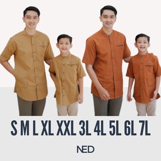 S M L XL XXL 3L 4L 5L 6L 7L couple kemeja koko ayah anak laki laki baju muslim terbaru 2023 Lengan Pendek