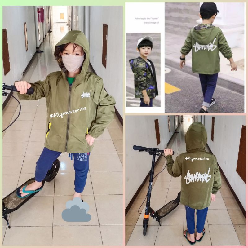 AS Jaket anak laki laki reversible motif army