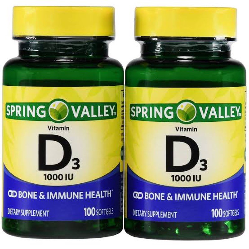Spring Valley Vitamin D3 Supplement 1000UI Softgels - Import USA