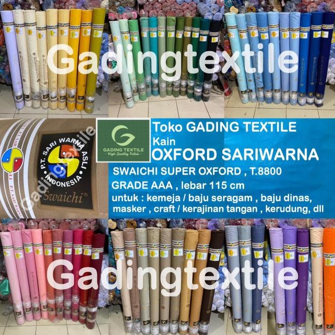 Kain oxford sari warna lebar 115 cm, 1 roll isi 27 meter
