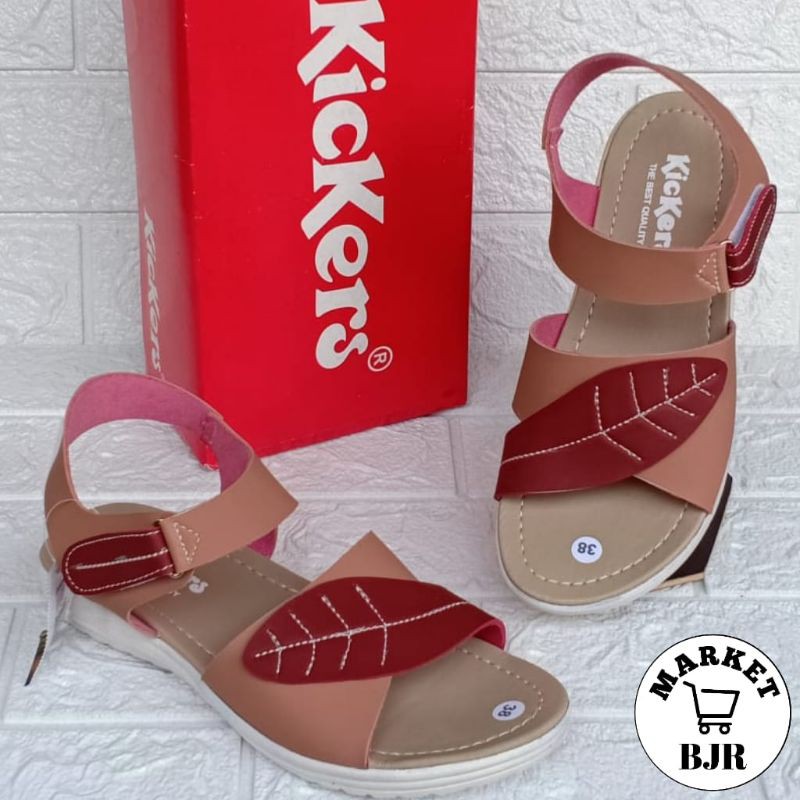 Sepatu Sandal Wanita Motif Daun Sandal Wanita Terbaru Sandal Tali Wanita Merah Bata