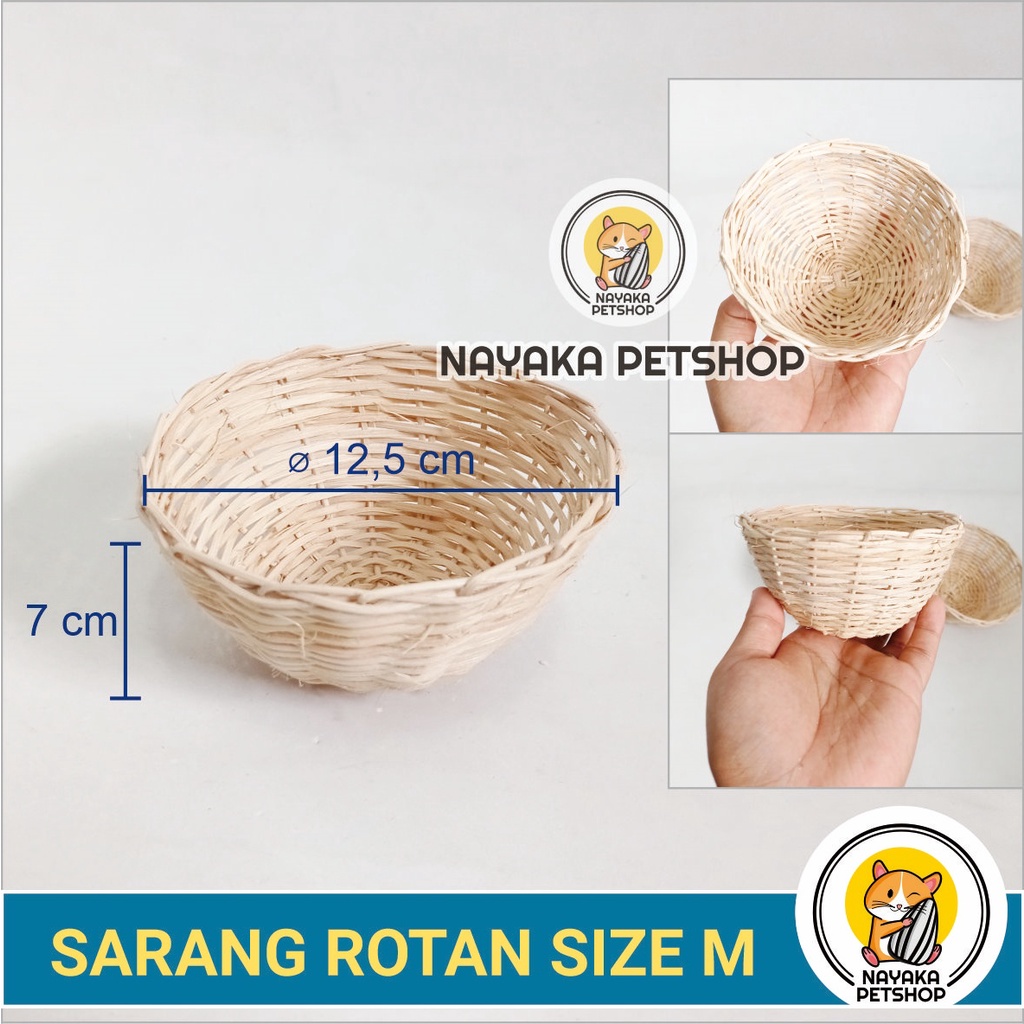 Size M Ranjang Kasur Hamster Ayaman Rotan Mini Bed Tempat Tidur Tupai