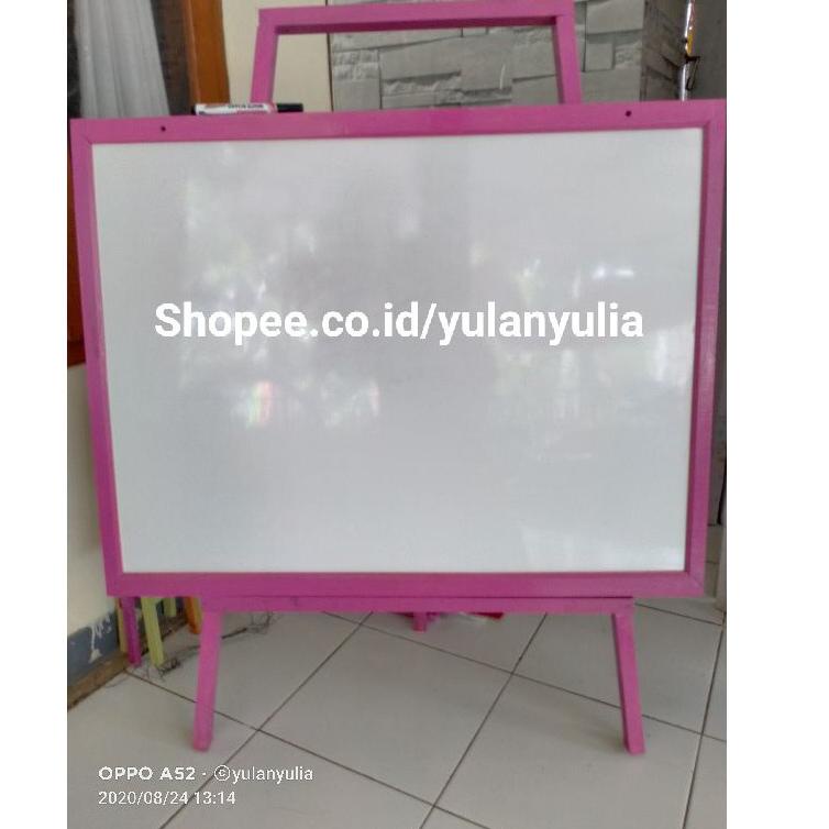 

[PROMO AHT91] Papan Tulis 60x80 / white board ukuran besar+ standing gratis spidol+ penghapus Dijual