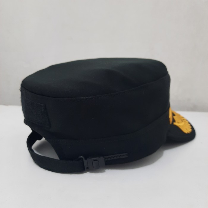 Topi Komando Pamen Polri Hitam Bordir Logo Tribrata Twist Halus Premium