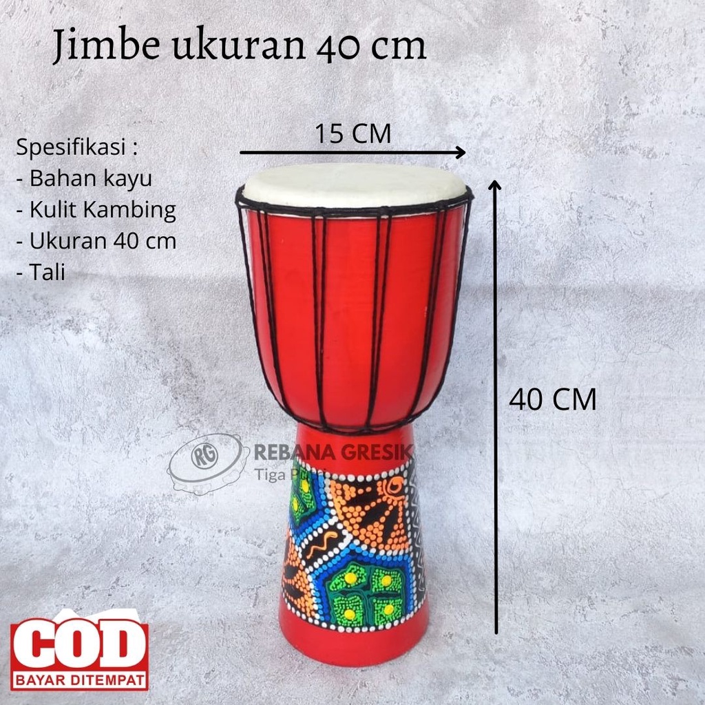 Alat Musik Jimbe / Gendang ukuran 40 cm / Alat Musik Tradisional / Jimbe reggae musik jawa