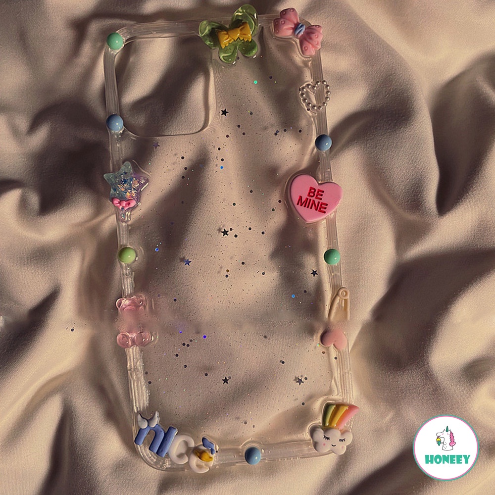 3D Dreamy Glitter Bear Bowknot Clear Phone Case compatible for IPhone Xr 7Plus 8Plus X XS 13 11 12 Pro Max Slim Fit Shockproof Soft TPU Shell