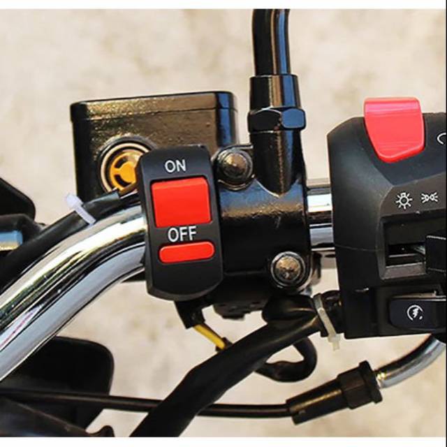 Grab Medan Switch On/Off Tombol untuk Lampu tambahan Motor Kendaraan BSDDP Hitam