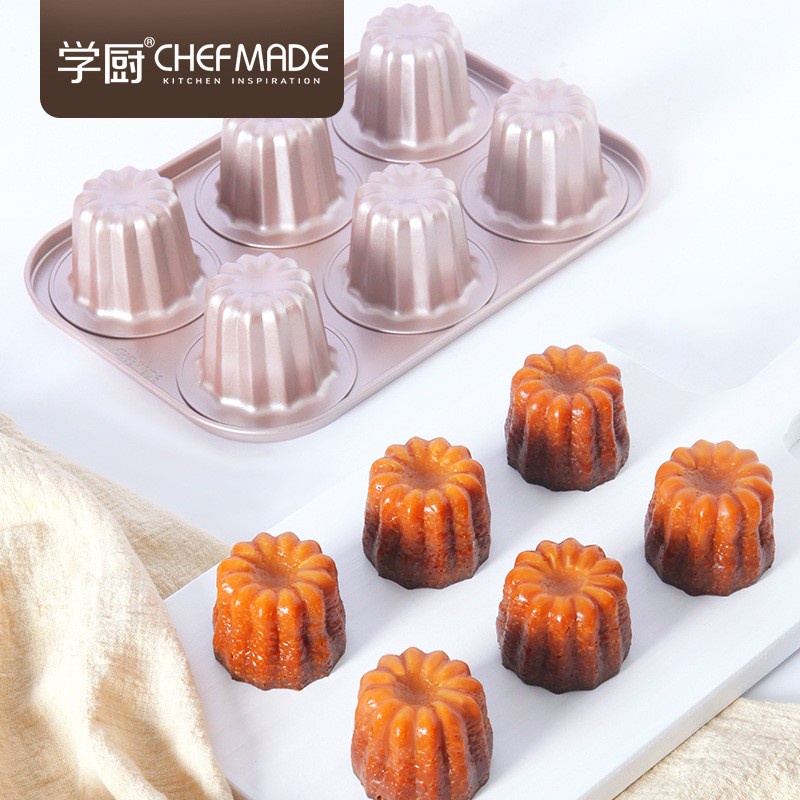 Chefmade 6 cups non stick canele mould cake pan wk9864 /loyang canelle