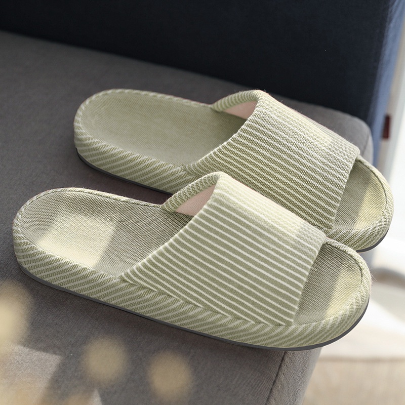 Gaya Jepang Lantai Rumah Tangga Linen Sandal Musim Semi dan Musim Gugur Indoor Non-Slip Tebal Bawah