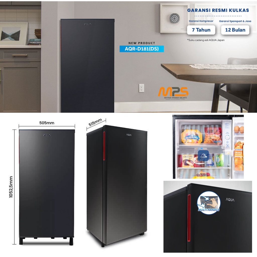 Kulkas 1 Pintu AQUA JAPAN AQR-D181(DS)