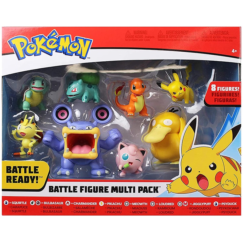 8pcs Set Pokemon Battle Action Figure Multi Pack Pikachu Meowth Loudred Hadiah Mainan