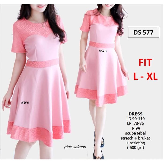SEDS577 DRESS PESTA FLARE LACE BRUKAT HITAM BODYCON SEPAN MURAH GROSIR