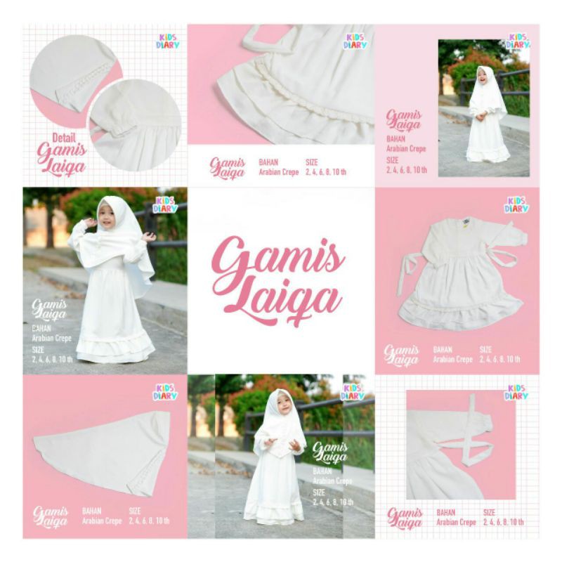 Gamis Laiqa Set Gamis Jilbab Putih Manasik Anak Balita