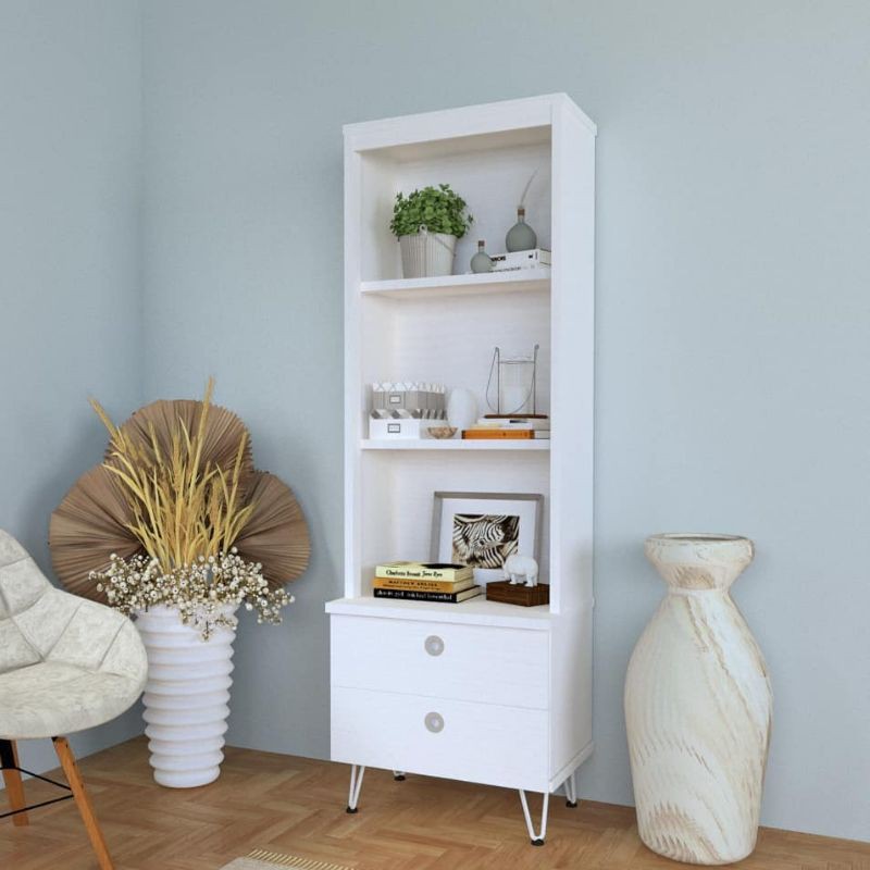 Rak Buku Tinggi Rak Pajangan 3 Susun Dengan Laci