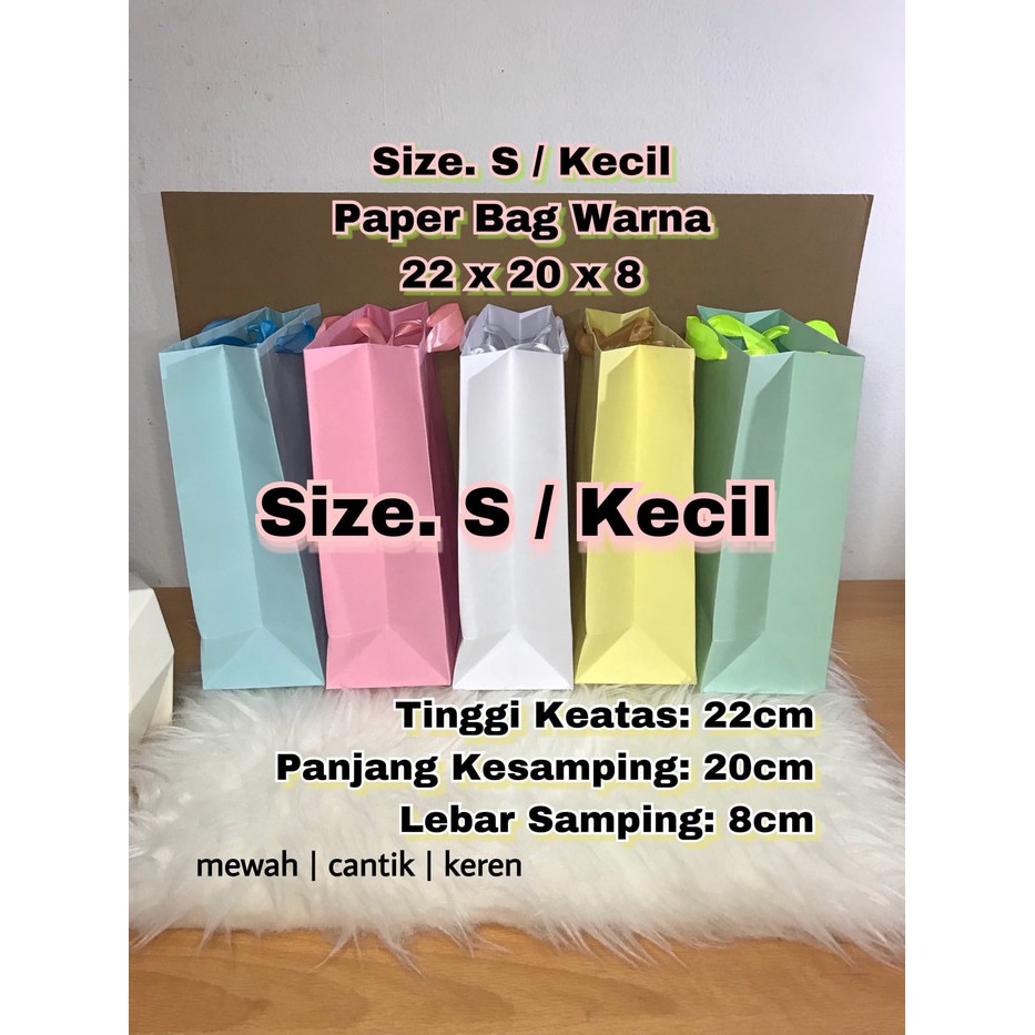 

SMS-111 paper bag / tas kertas / paperbag / Warna / Pita S size kecil