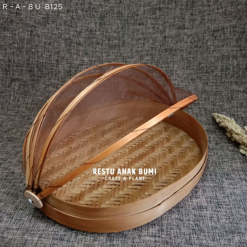 Promo (B124) Tudung Saji Bambu Oval S 26x22cm|Wadah Snack|Tempat Kue|Wadah Kue|Hantaran|Seserahan|Sa