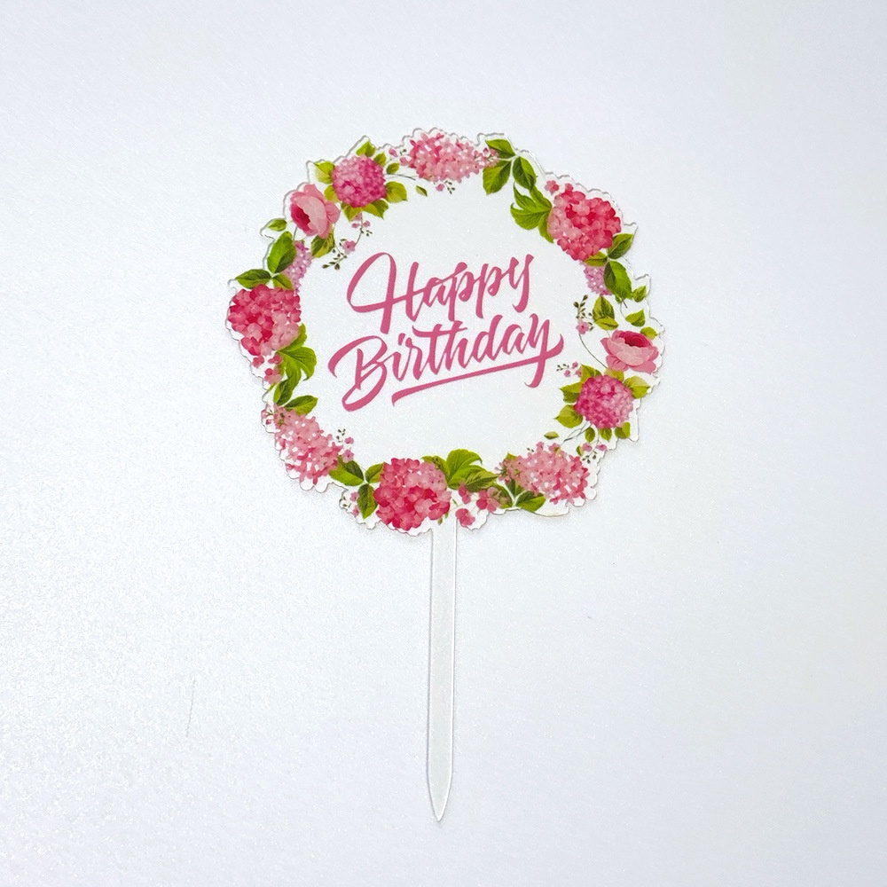 Cake Topper Akrilik Happy Birthday   Hiasan Kue Gold     Pink Rosegold