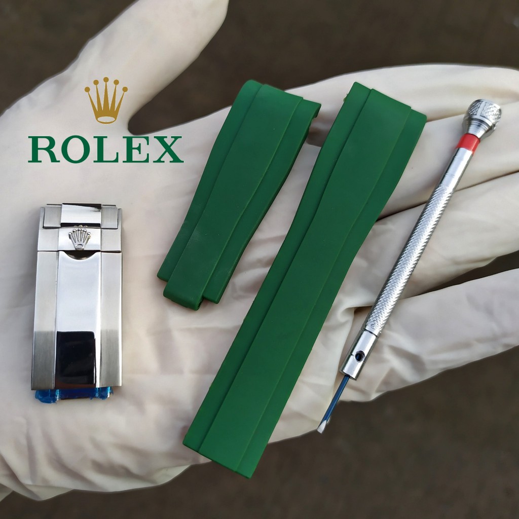 STRAP/TALI RUBBER JAM TANGAN ROLEX 20MM CURVE - HIJAU