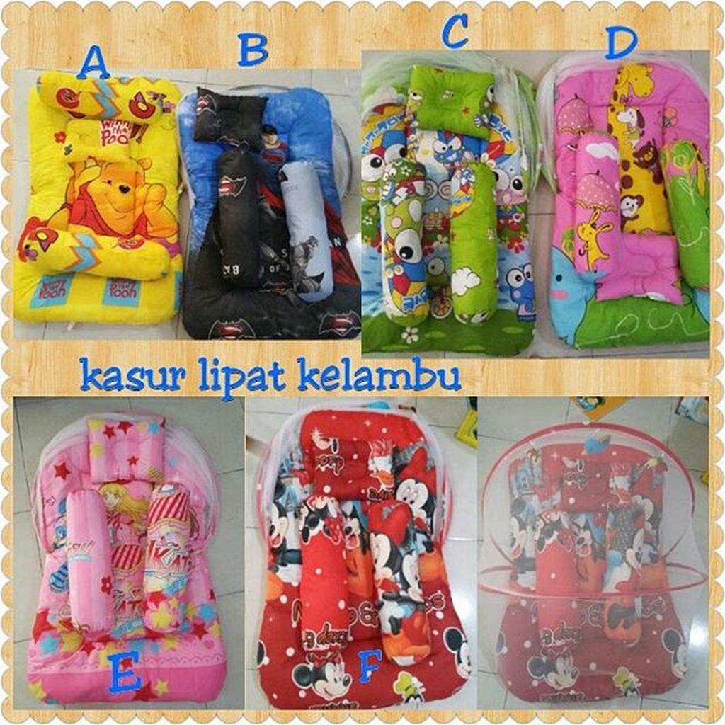 kasur bayi lipat kelambu include set bantal guling bayi