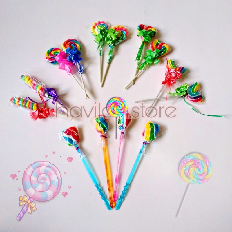 

Permen Lolipop Pelangi Aneka Bentuk 4cm