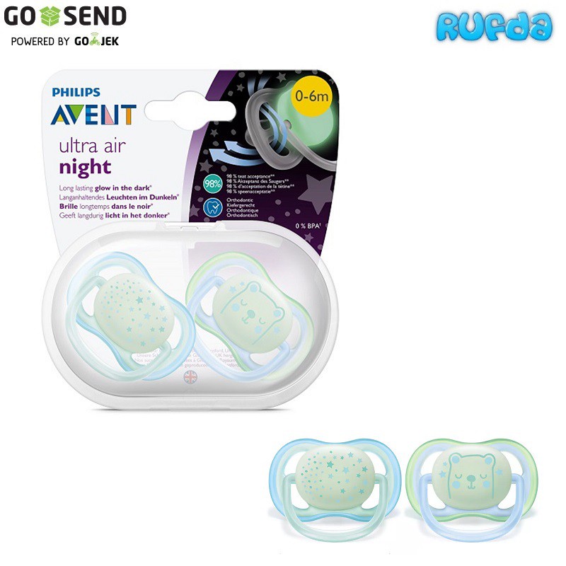 Philips Avent Ultra Air Night/Ultra Air Happy Time Orthodontic Soothers Pacifier Empeng / Empeng Anak Pacifire