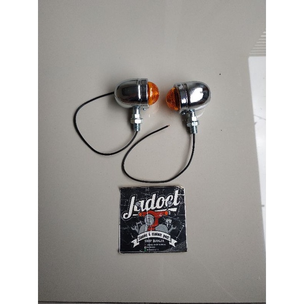 Sein Lampu Sen Reteng Reting Motor Custom Street Cub Japstyle CB Acipi Kecil 2 Biji Chrome