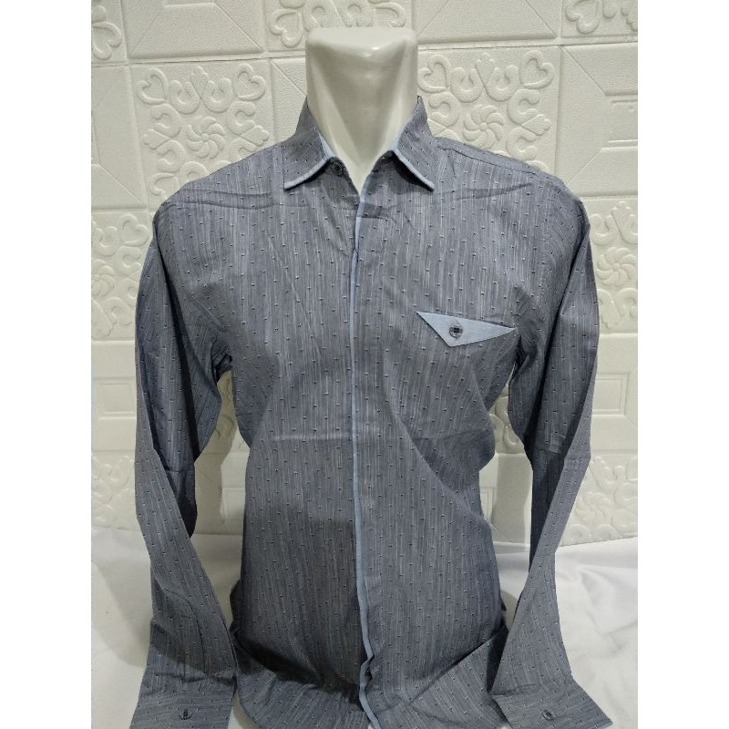 Kemeja Kasul Pria Lengan Panjang Bahan Katun Halus Bagus Merk DAMOR ORIGINAL Warna Grey S M L XL