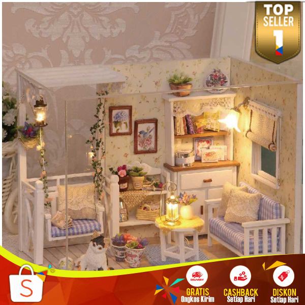 Cute Rooms Dekorasi Miniatur Rumah Boneka 3D Barbie Room Mainan Bonekah Lucu Asik Dimainkan