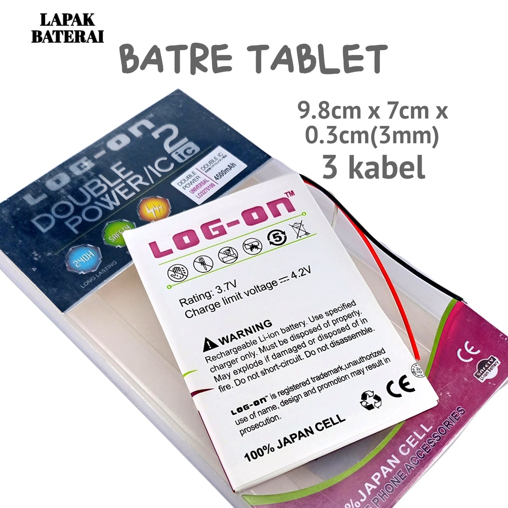 LOG - ON Baterai TABLET Universal 3.7V LO3270100  - batre TAB battery ORIGINAL