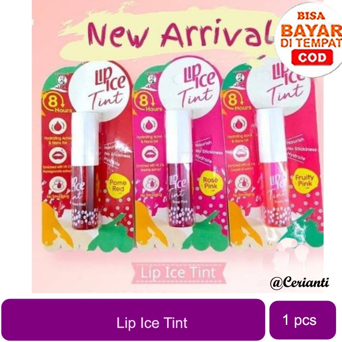 [HALAL] [BPOM] Lip Ice Tint | Rose Pink | Pome Red | Fruity Pink | Lip Tint | Vampire Blood_Cerianti
