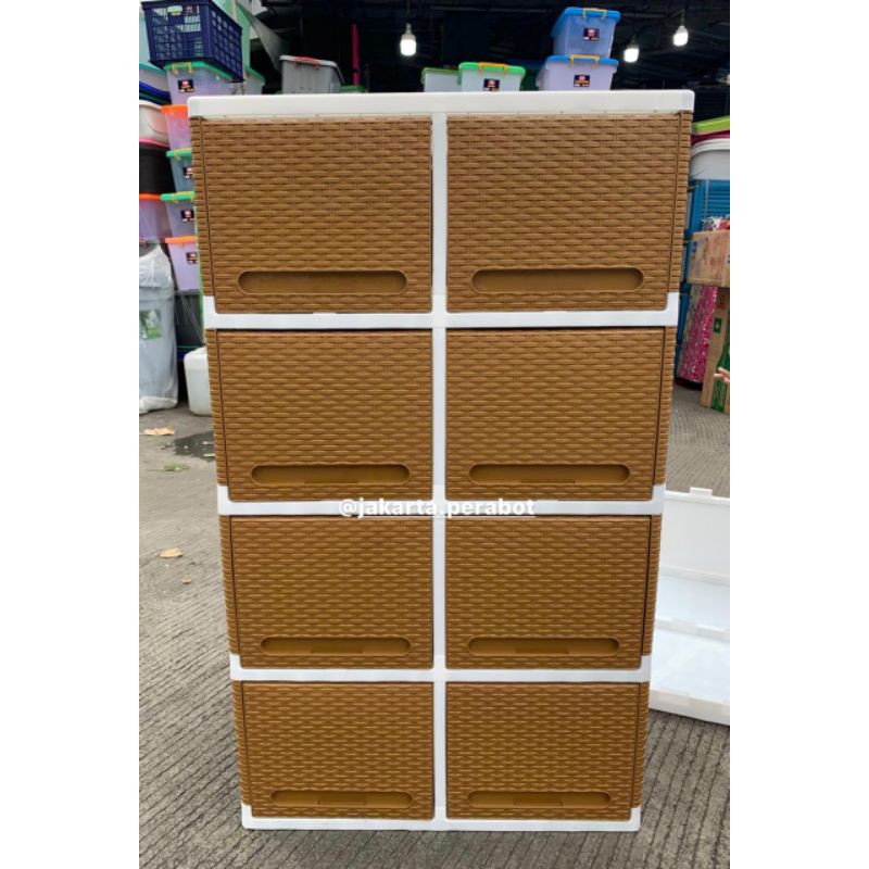 Club Plastik Furniture Double Club Flip Rattan Lemari Laci Cabinet Susun 4