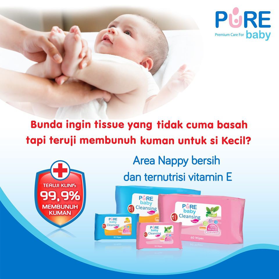 Pure Baby Cleansing Wipes 60s / Pure BB Tissue Bayi