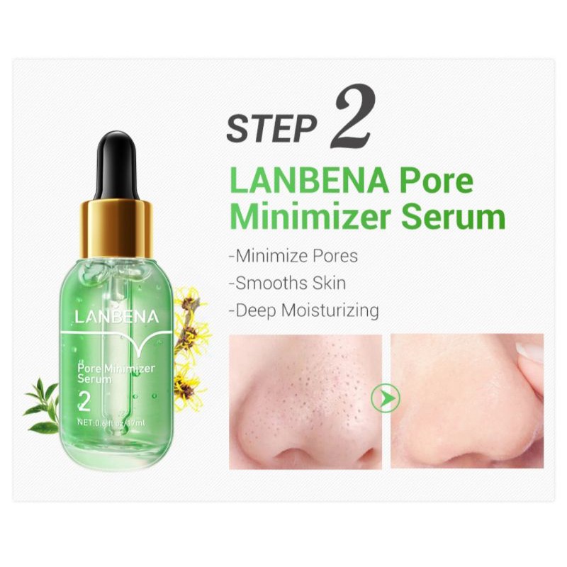 LANBENA GREEN TEA STEP 1 &amp; STEP 2  Untuk Menghilangkan Komedo + Mengecilkan Pori-Pori