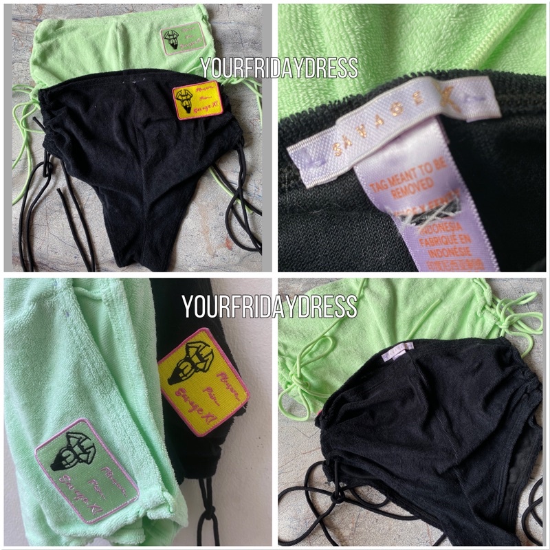 Savage x Fenty Lingerie by Rihanna 70s Terry Booty short with side tie bikini panty panties CD celan