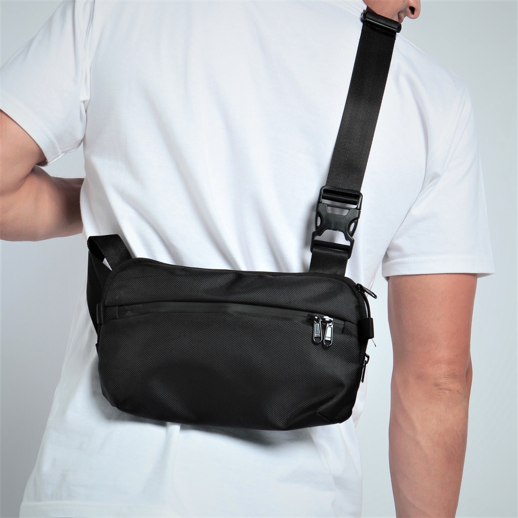 ANT PROJECT Tas Selempang Pria Distro Waterproof Sling Bag Pria Distro Anti Air Hitam