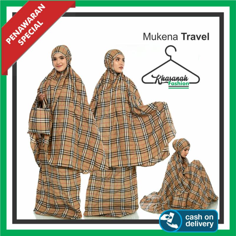 Mukena Traveling  Motif Kotak Kotak Ukuran Jumbo