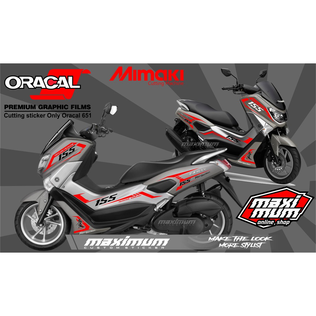Cutting Stiker Nmax Abu Abu Striping Stiker Merah Hitam Bahan