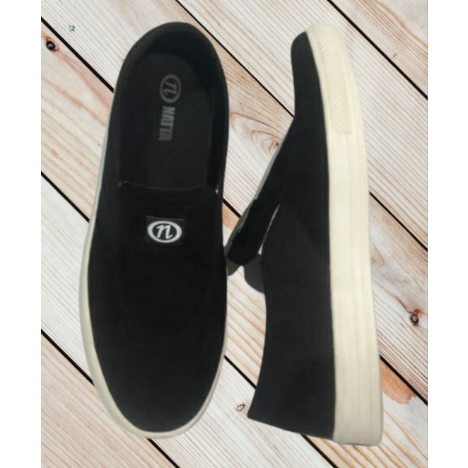 Sepatu slipon pria tanpa tali original 100% hitam