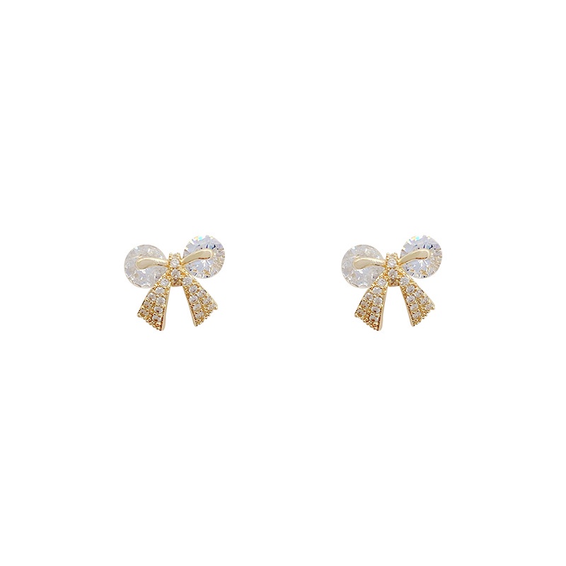 Anting Tusuk Sterling silver 925 Desain Pita Hias Zircon Untuk Wanita