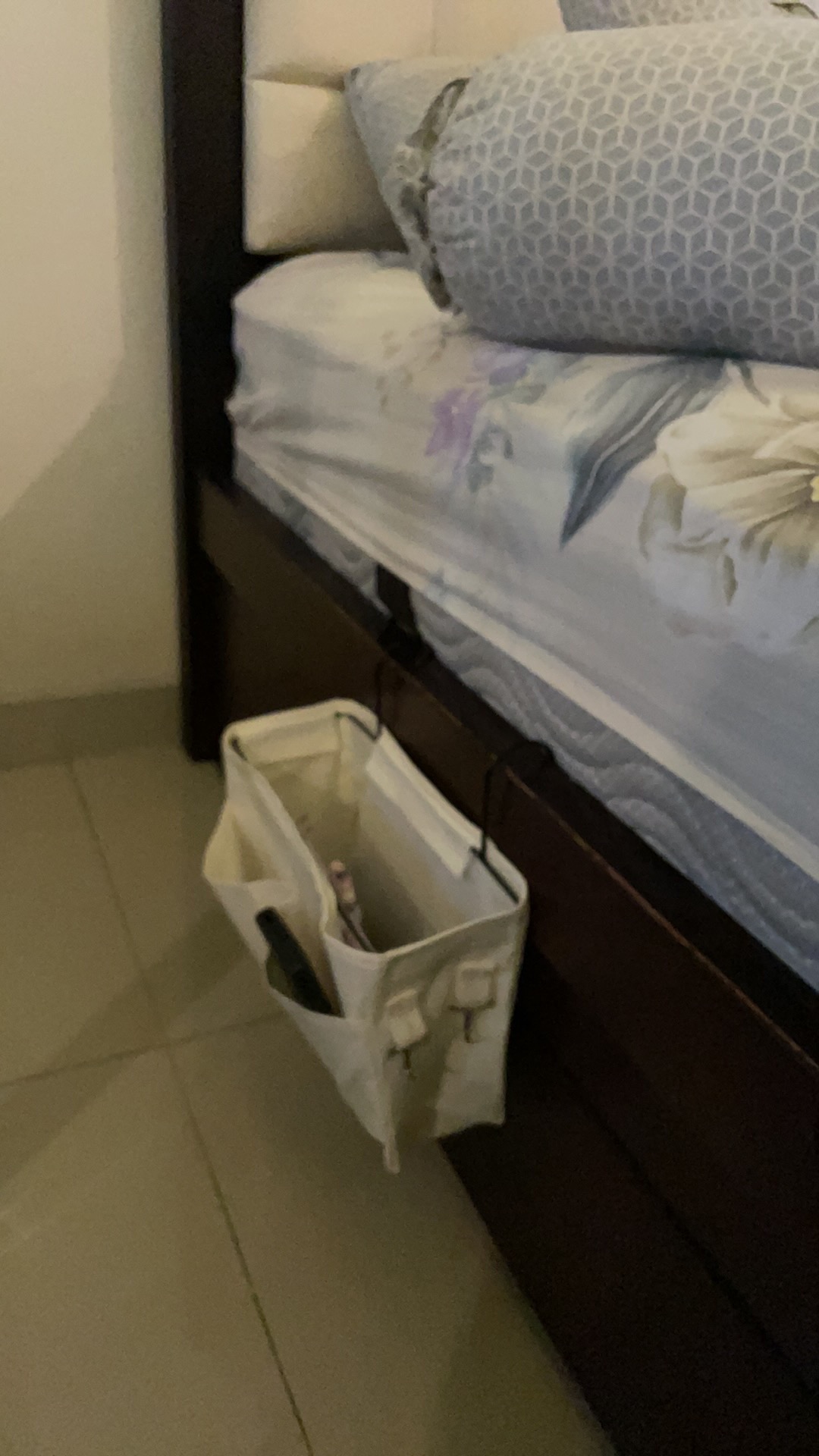 Halu Dekstop Storage Box Kotak Penyimpanan Kain Kanvas Tas Gantung Samping Tempat Tidur Hdk403