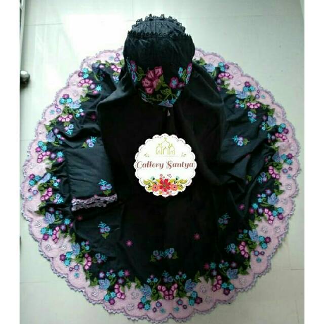 Mukena kerancang hitam strimin bukittinggi