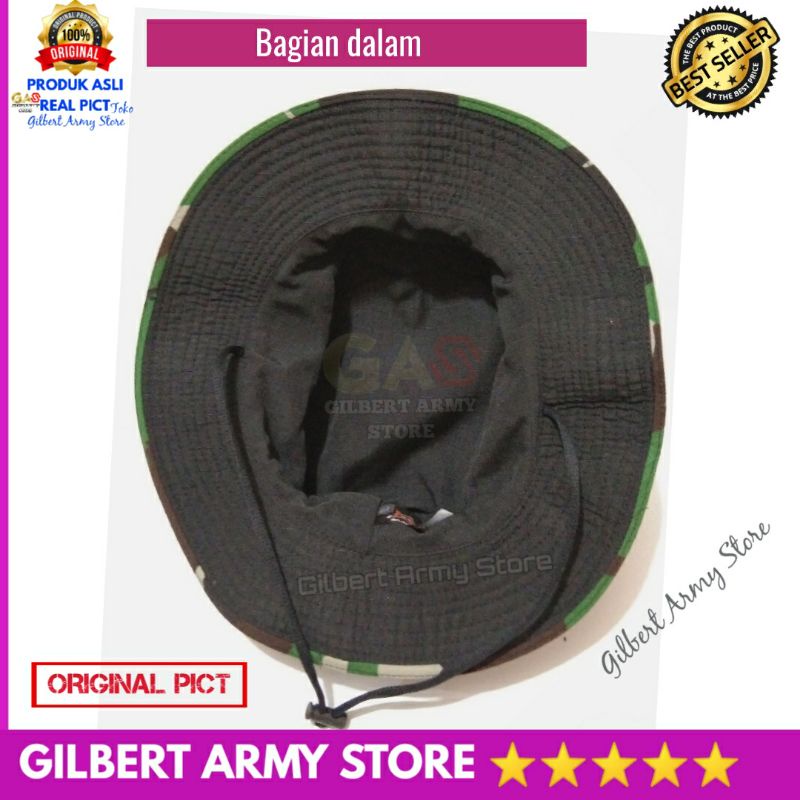 GILBERT ARMY STORE Topi rimba loreng Malvinas Tni  variasi Hitam Perekat Velcro Terbaru  bucket Hat